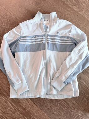 adidas Light Blue Track Jacket with Stripe Detail